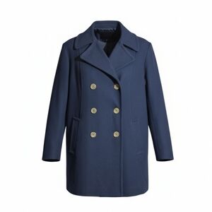 New Navy Peacoat Double Breasted Wool Blend  Quilted Lined Plus Size NWT Sz 22W